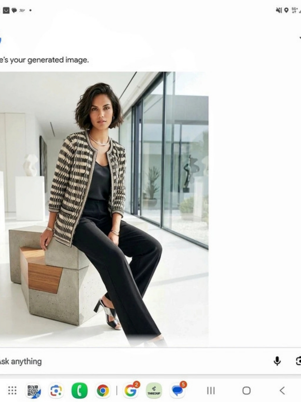 Chico's Travelers Collection Geometric Open Front Jacket Black & Cream Size 3